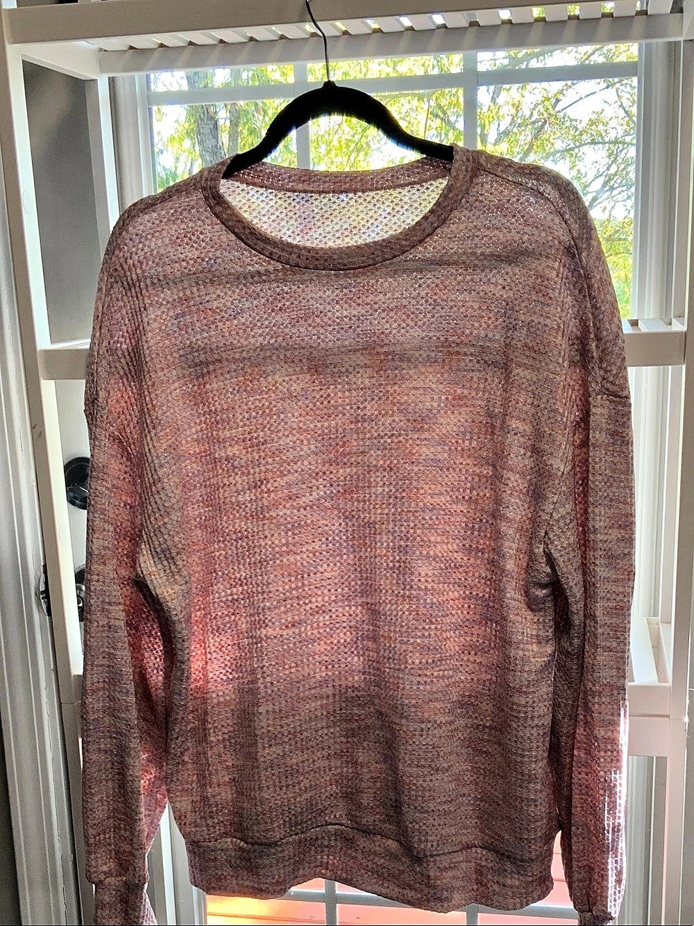 Knit Crewneck Sweater in Pink & Purple Large Like New